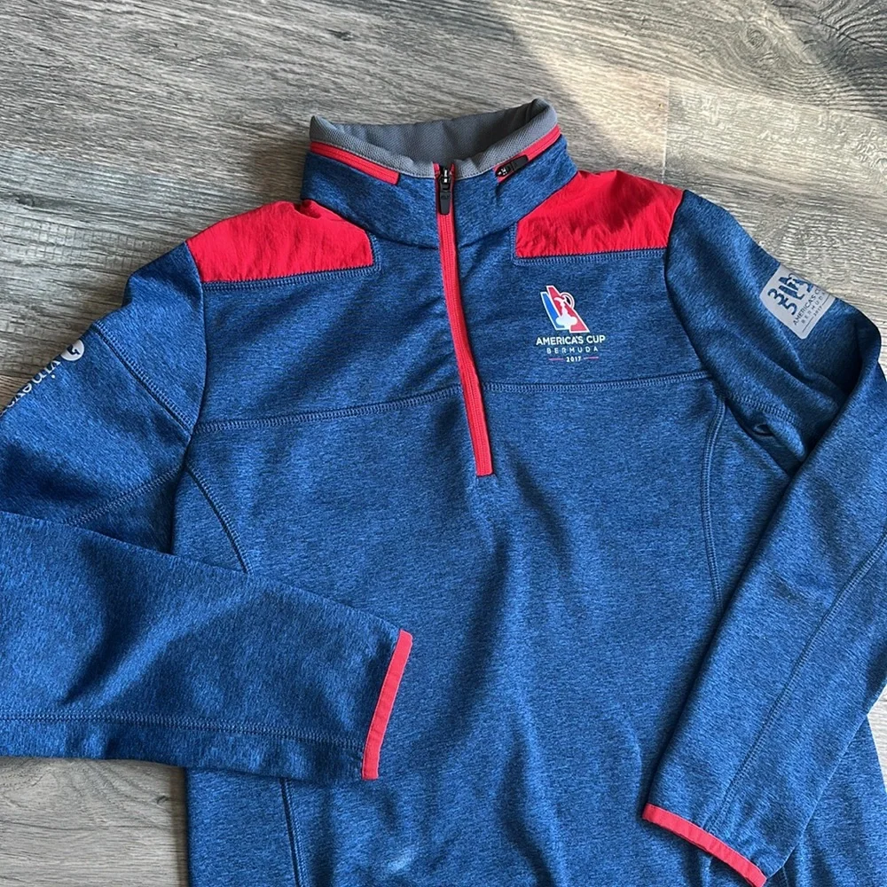 Vineyard vines America's Cup 2017 1/4 zip Men's Blue and‎ Red Sweater XS